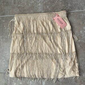 Cream Fringe Mini Skirt